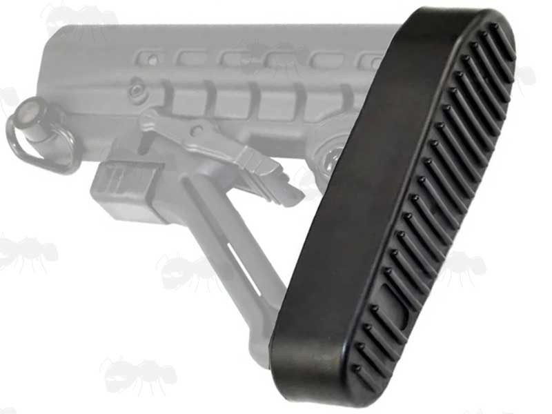 M4 Retractable Stock Black Rubber Recoil Butt Pad, Shown Fitted to Retractable Buttstock