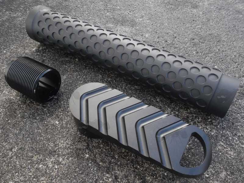 Black Anodised Finished Metal Fixed M4 Rifle Style Buffer Tube Stock with Shoulder Pad Plate