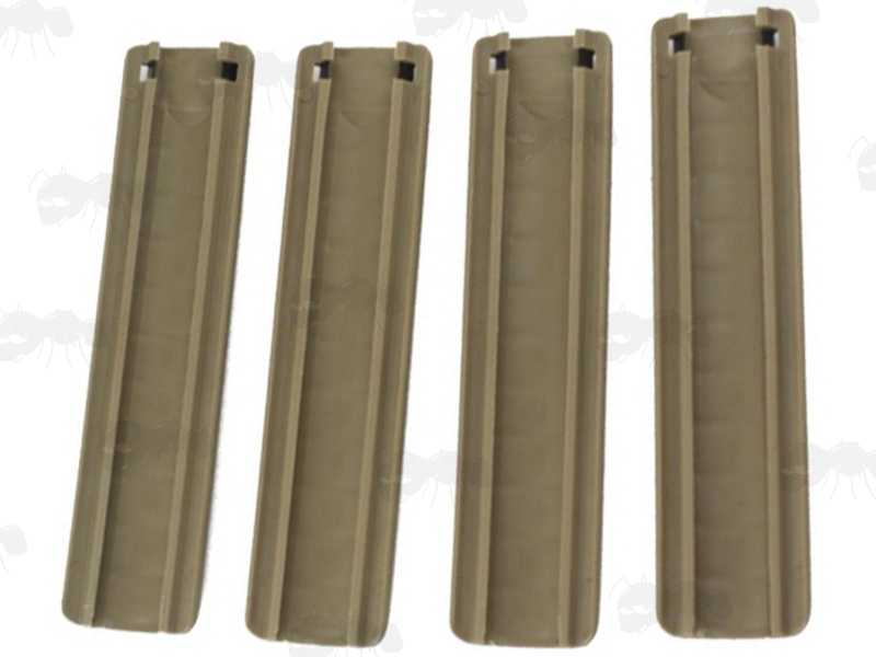 Four Piece FDE Coloured Ribbed Rail Covers for Weaver / Picatinny Handguards