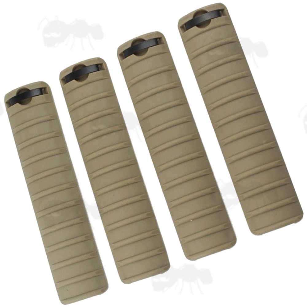 Four Piece FDE Coloured Ribbed Rail Covers for Weaver / Picatinny Handguards