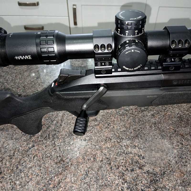 Black Knurled Finished All Metal Rifle Bolt Handle Knob with 6mm Thread, Shown Fitted to an Beretta BRX1