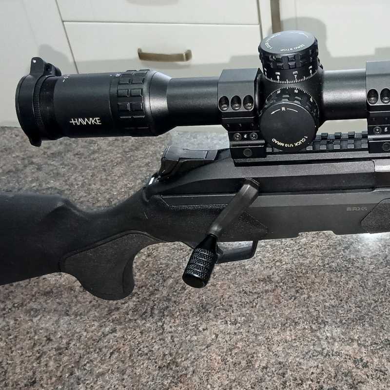 Black Knurled Finished All Metal Rifle Bolt Handle Knob with 6mm Thread, Shown Fitted to an Beretta BRX1 Bolt