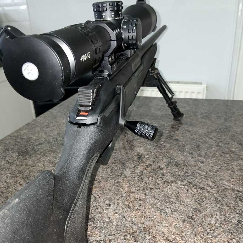 Black Knurled Finished All Metal Rifle Bolt Handle Knob with 6mm Thread, Shown Fitted to an Beretta BRX1