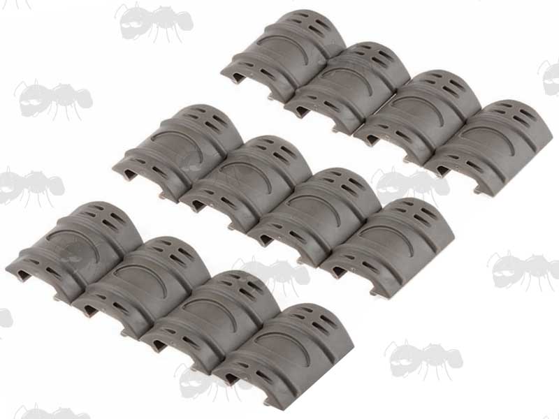 Twelve Dark Earth Rubber Rail Rail Covers for Rifle Forend Rails