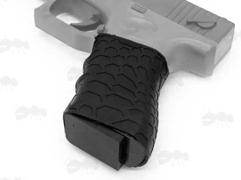 Black Reptile Textured Rubber Slip-on Grip Cover Sleeve Tube On A Pistol Grip
