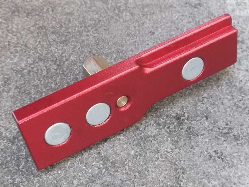 Rear Magnetic View of The Red Aluminium Single Shot Bolt Block for The Ruger 10/22 Rifle