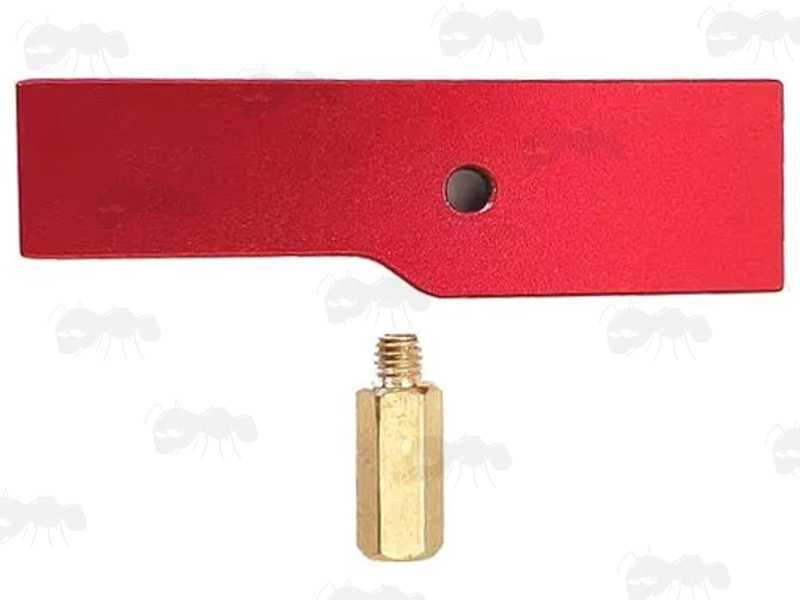 Red Aluminium Single Shot Bolt Block for The Ruger 10/22 Rifle with Brass Grip Unscrewed
