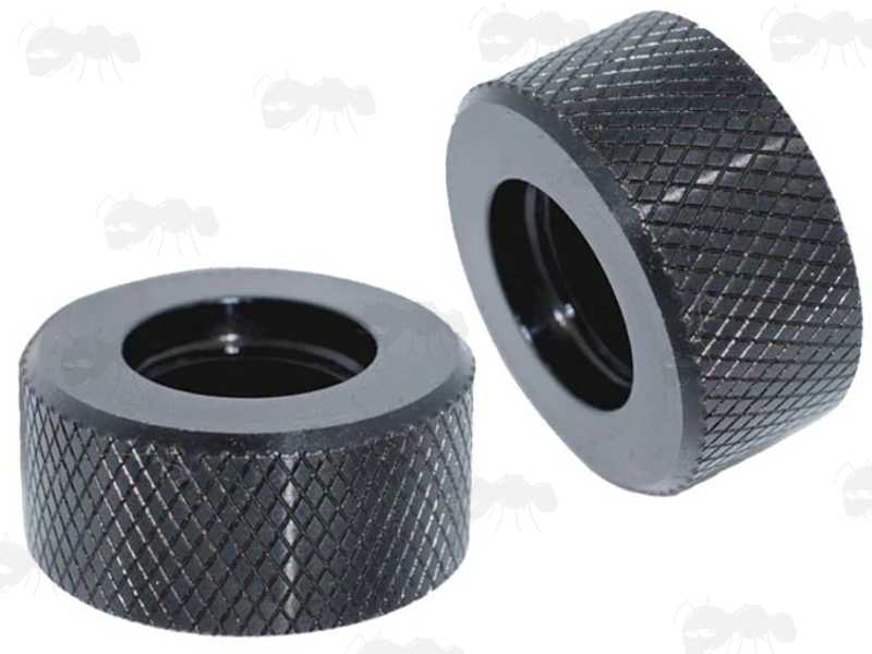 Two Ruger 10/22 Knurled Black Anodised Alloy Barrel Thread Guard for .925 Inch Bull Barrels