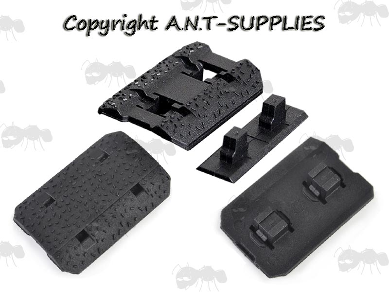 Three Black Textured Short M-Lok Style Handguard Covers