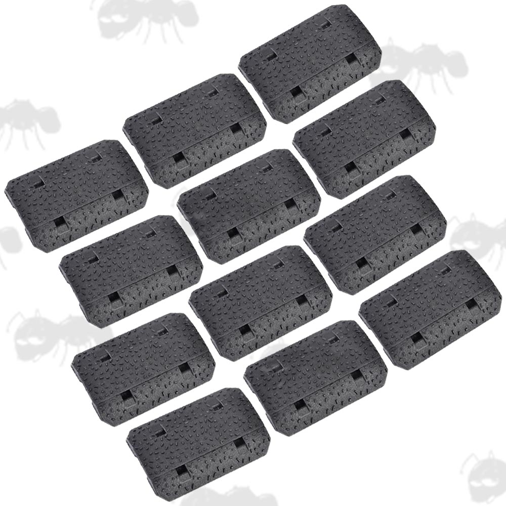 Set of Twelve Black Textured Short M-Lok Style Handguard Covers