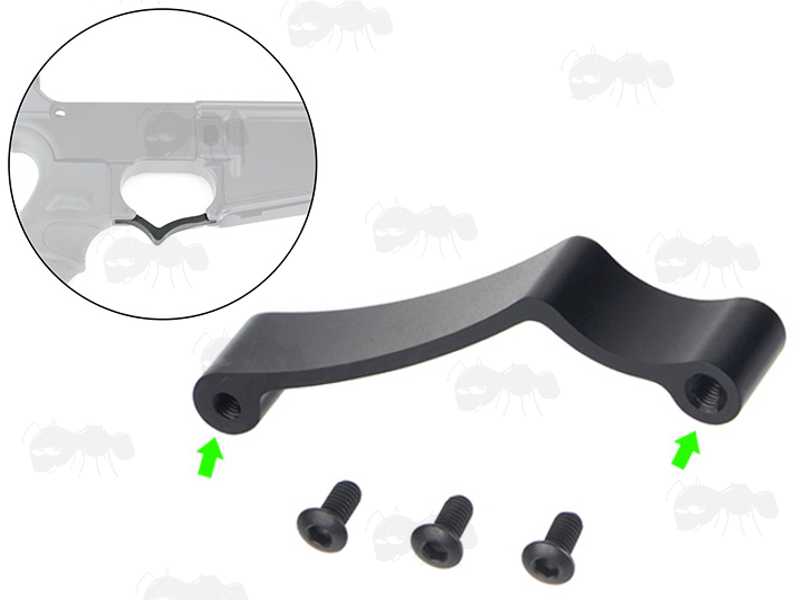 Tac Rifle Black Metal V-Shaped Enhanced Trigger Guard with Fittings and Shown Fitted