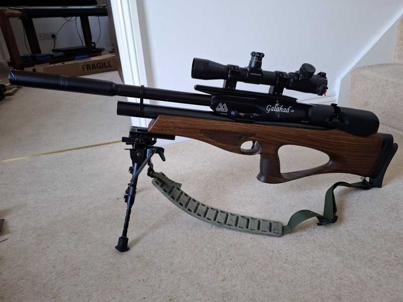 Quake Green Claw Rifle Sling, Shown Fitted to a Air Arms Galahad Airgun