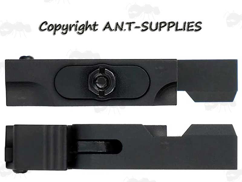 Left and Right Side View of The Quick-Release Weaver / Picatinny Handguard Rail Adapter for Atlas Style Bipods