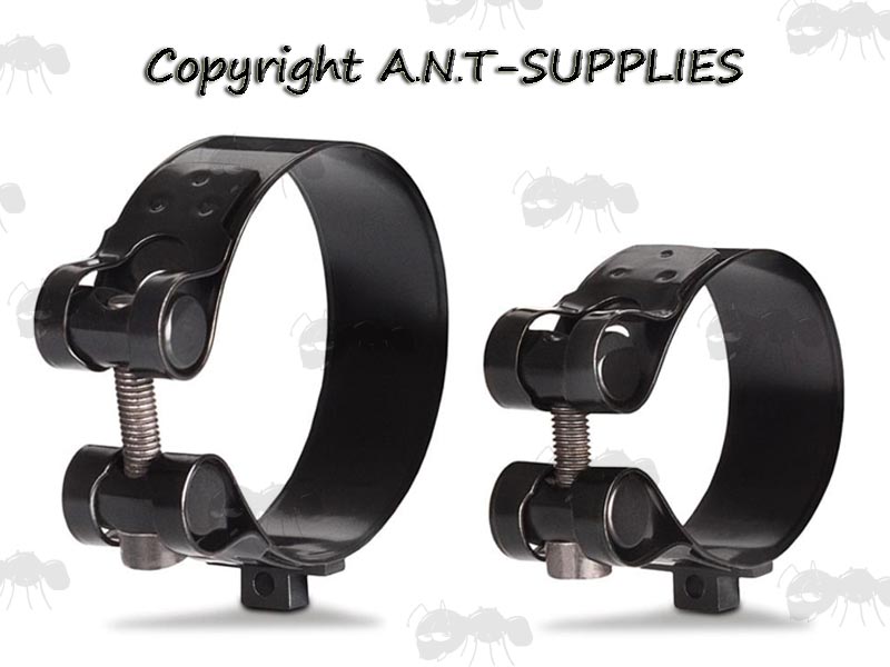 Pair of 50mm and 60mm Diameter Metal Bands with QD Bipod Studs for Air Rifle PCP Bottles