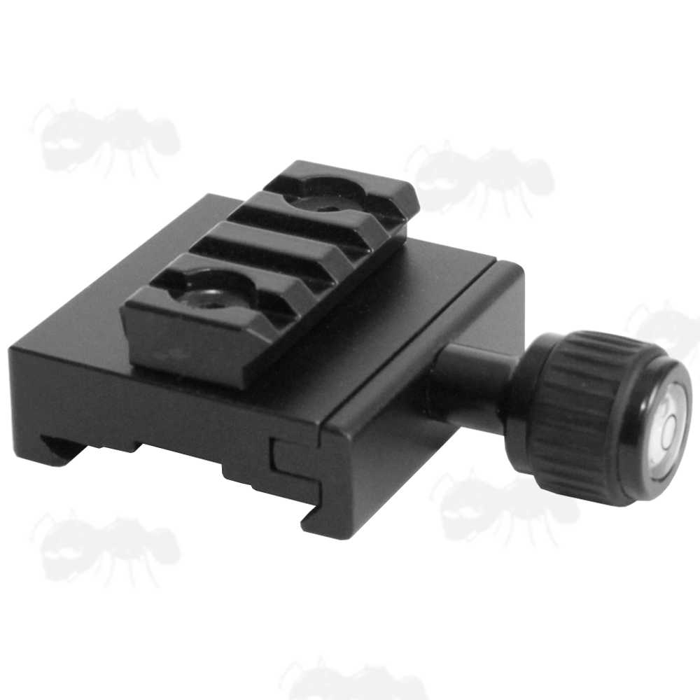 Black Anodised Aluminium Picatinny Rail Adapter for Rifles with ARCA-Swiss Base Rail Forends