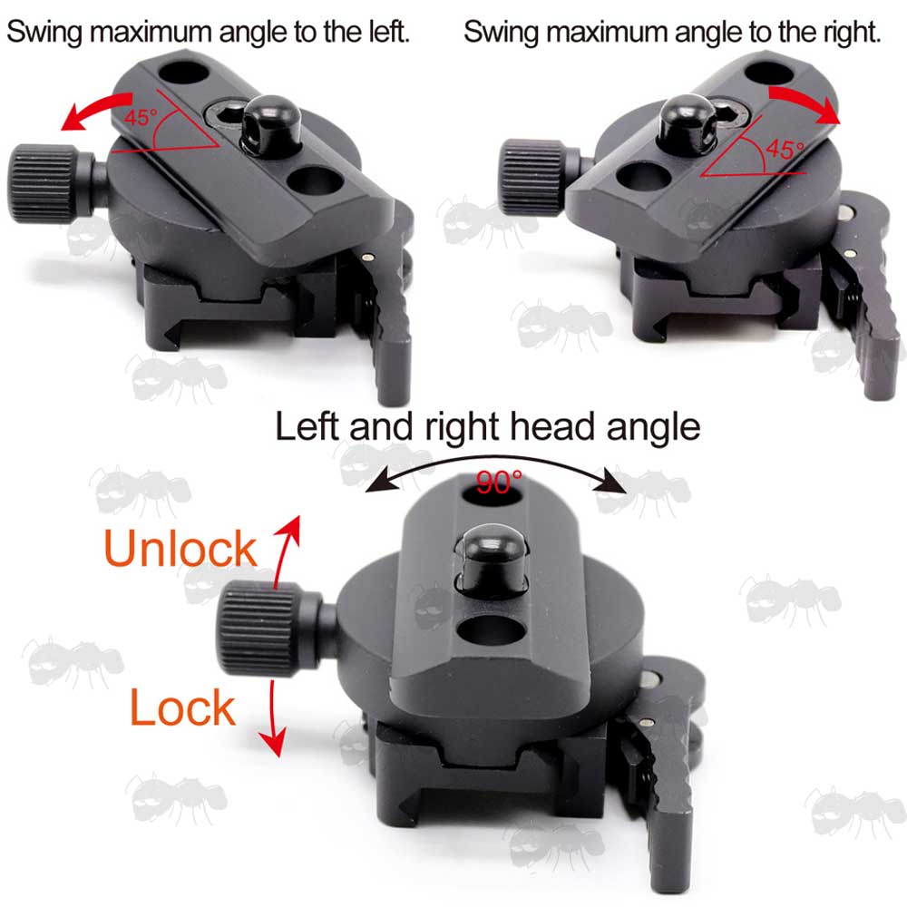 Panning Guide For The Picatinny Rail Mounted QD Bipod Stud with Panning Feature Fitted To Rifle and Bipod