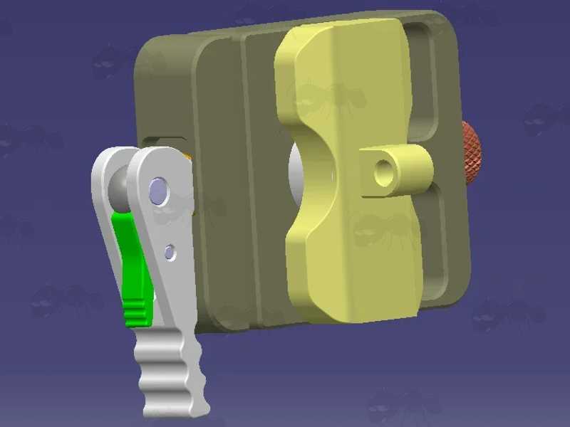 Base View of The ARCA-Swiss Rail to 17S Adapter with QD Bipod / Sling Swivel Stud, and Quick-Release Lever