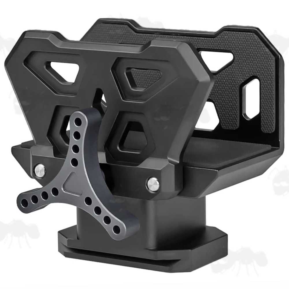 All Black Metal Rifle Tripod Fitting Saddle High-Profile Cradle for ARCA-Swiss and 3/8 Inch Threaded Tripods