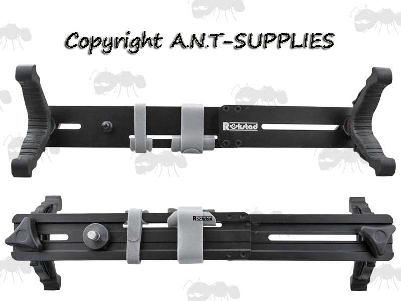 Top and Base View Of The Black Shooting Stick Threaded Rifle Rest Adapter