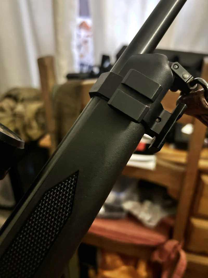 Accessory Mount for Lights, Lasers, Bipods and Slings, Shown Fitted to a Ruger 10/22 Rifle Black Synthetic Forend
