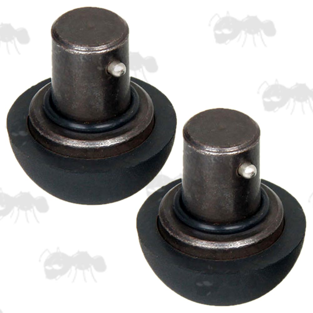 Pair of Black Metal and Rubber Feet for Atlas Style Telescopic Rifle Bipods
