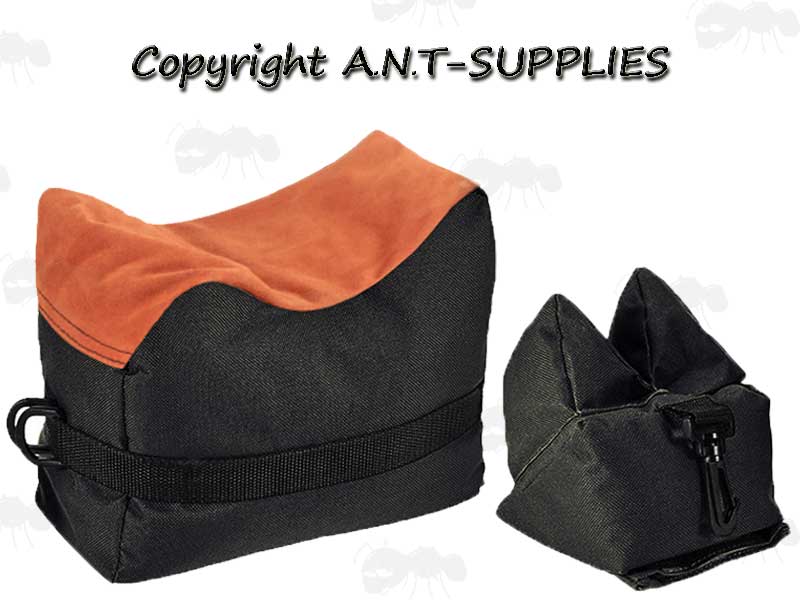 Brown and Black Canvas Front and Rear Combo Rifle Rest Shooting Bags