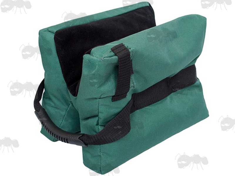 Teal Green Polyester Canvas and Black Suede Big H Shooting Bag Rest