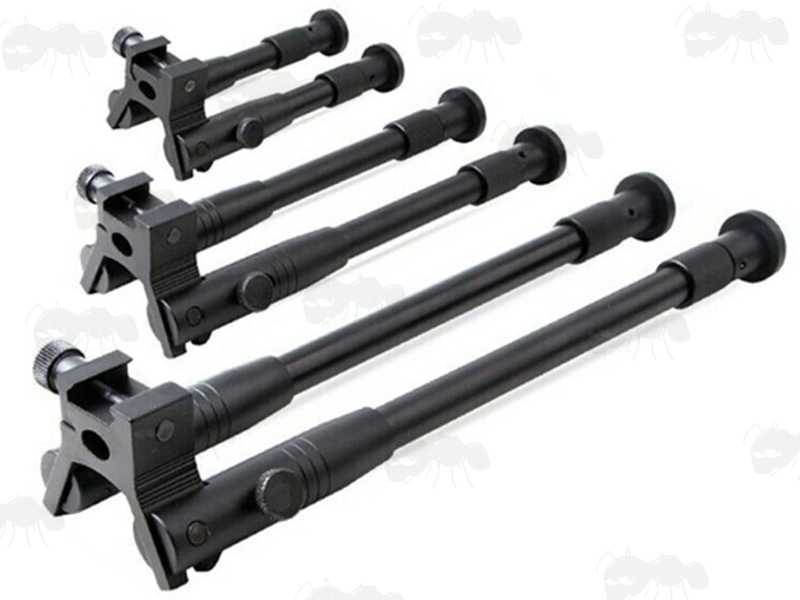 Short, Standard and Long Lengths of The 20mm Weaver / Picatinny Rail Fitting Telescopic Folding Bipod