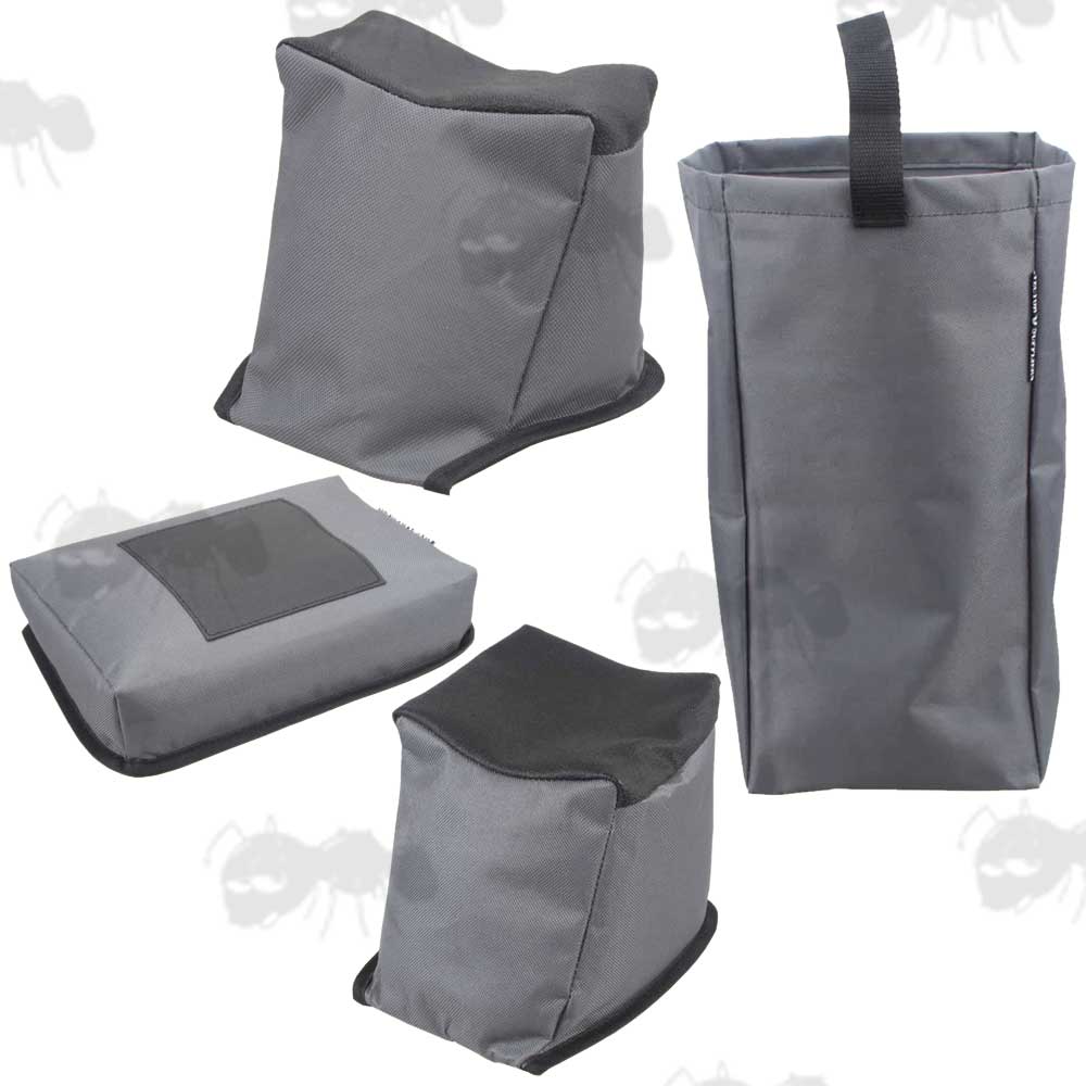 Four Piece Dark Grey Canvas Shooting Rest Bag Set