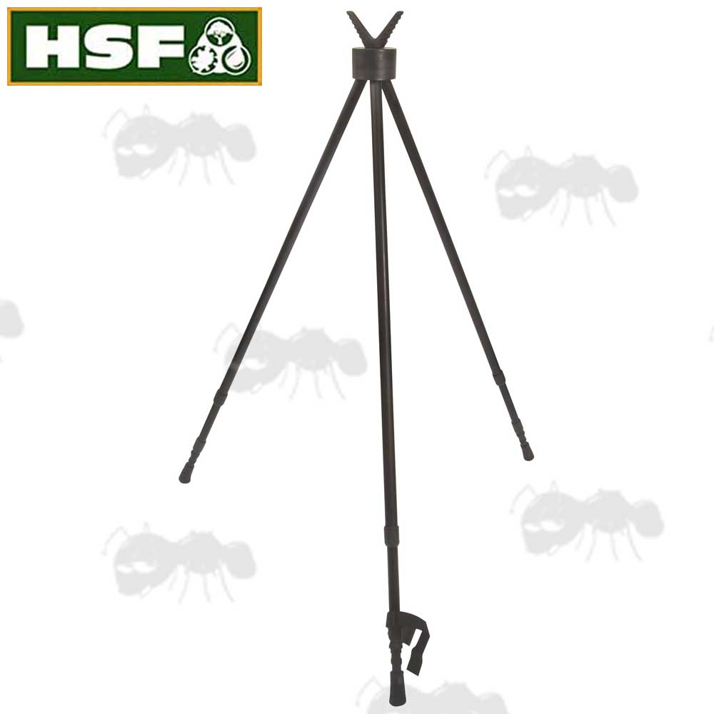 Black Tripod Shooting Stick Rifle Rest With Rotating V Notch Rest