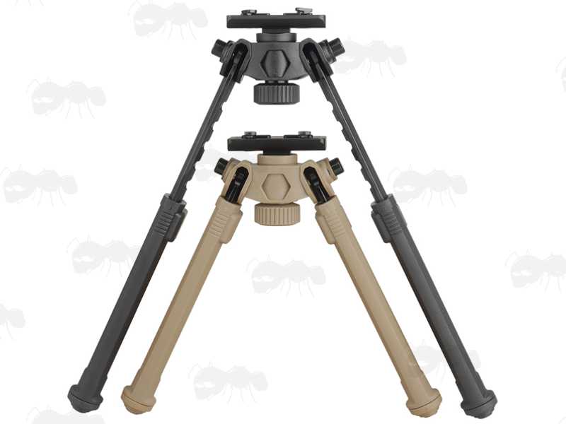 Polymer and Aluminium Design Rifle Bipod for M-Lok Handguards, with Tilt Feature and 360 Degree Rotation in Black and Dark Earth