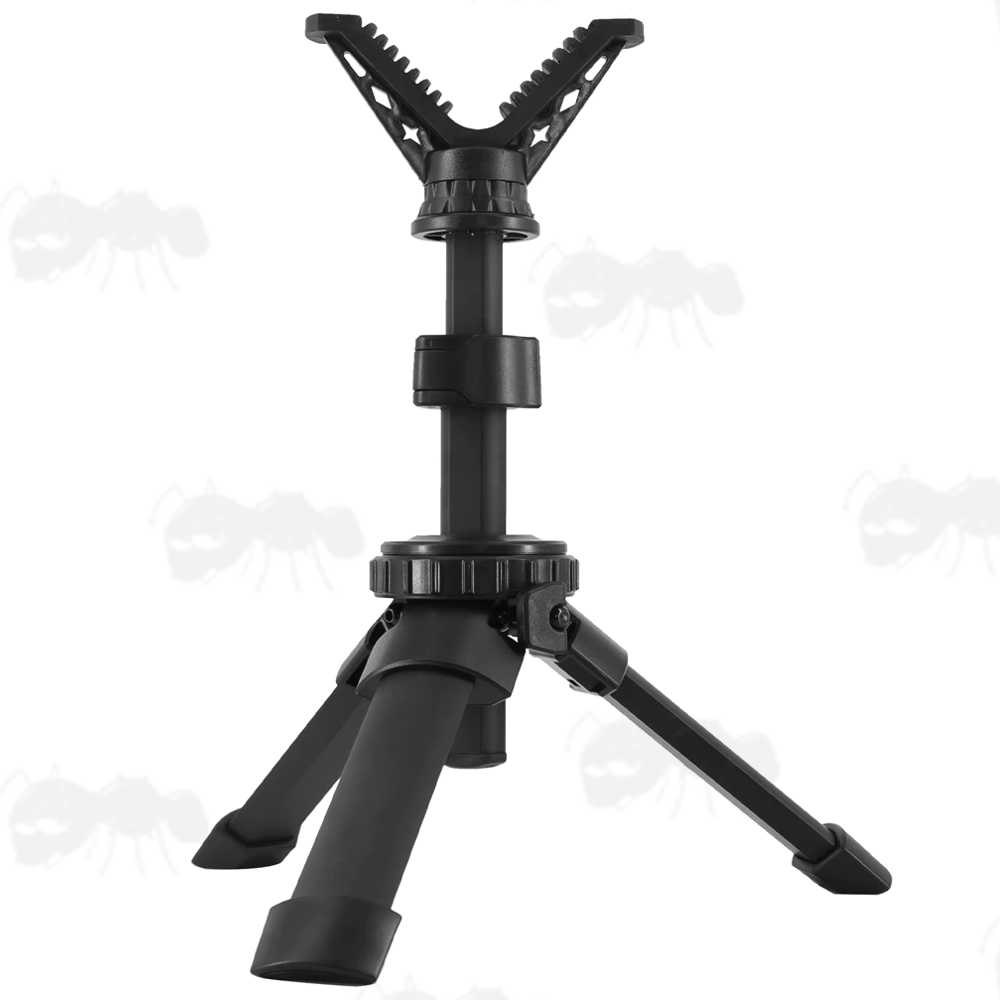 Compact Black Metal Extendable Height Tripod Benchrest Shooting Quick Stick with Removable V Notch Rest