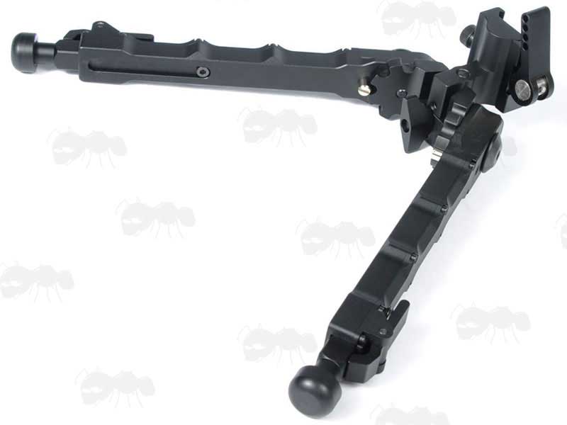 Legs Unfolded on The Picatinny Rail Fitting Rifle Bipod with Quick Attach / Detach Tilting Head