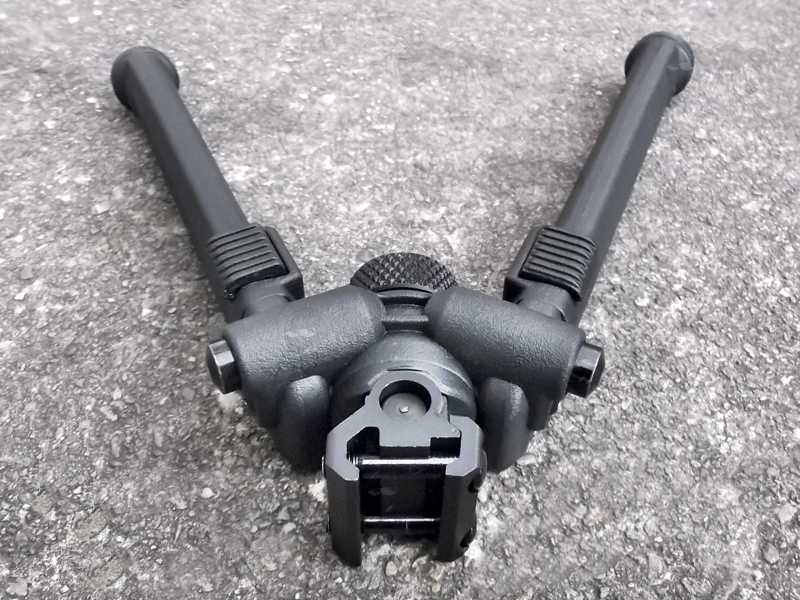 Rail Mount Fitting View on The One Piece Polymer Design Rifle Bipod for Picatinny Handguards