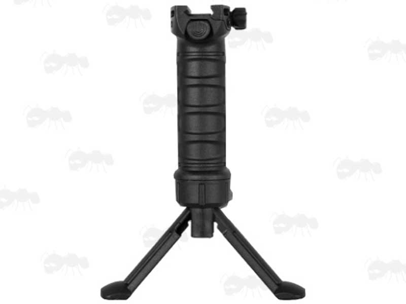 Black Vertical Grip Tilting Bipod with Telescopic Legs