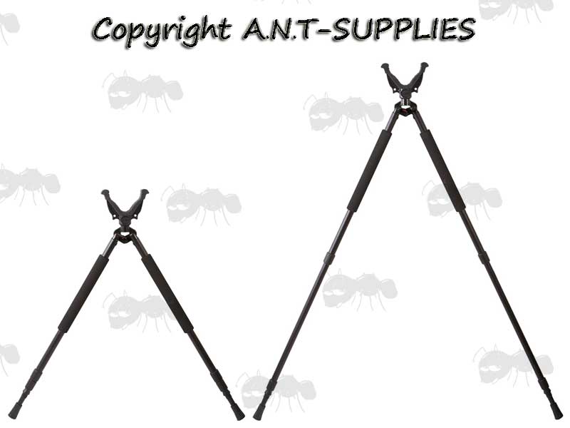 Black RokStad Lit V Mount Bipod Shooting Sticks With Legs In Short and Long Positions