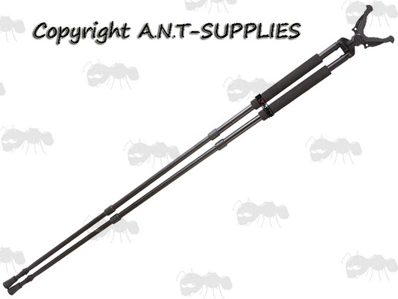 Black RokStad Lit V Mount Bipod Shooting Sticks With Legs Extended