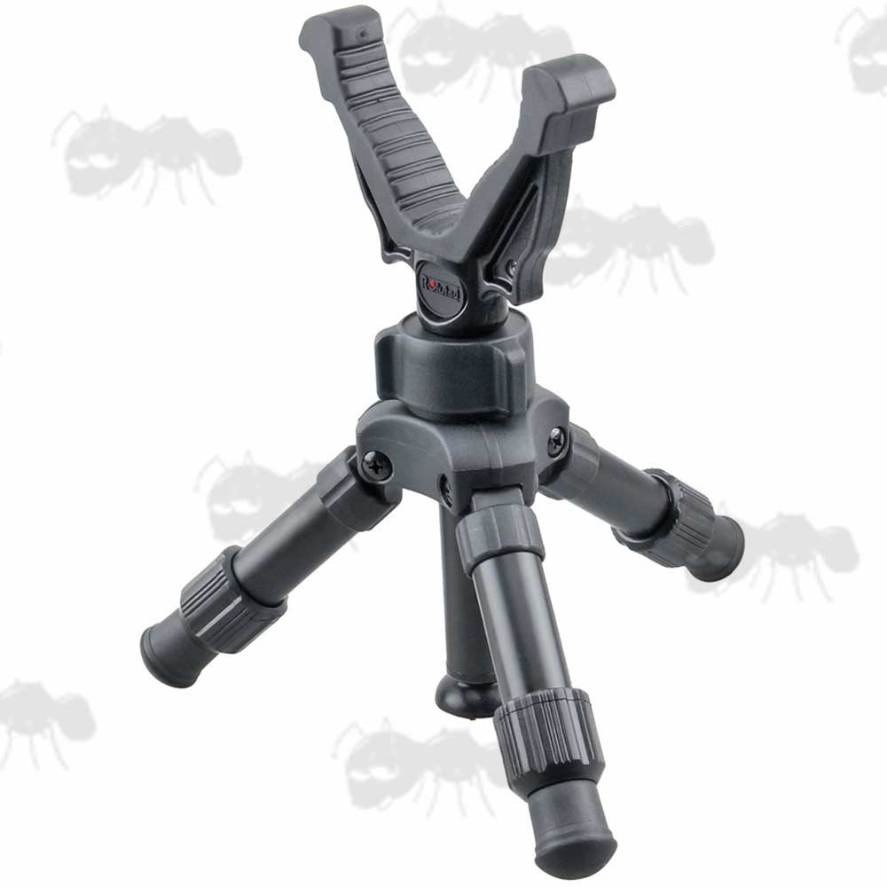 Black RokStad ELP V Mount Tripod Shooting Sticks with V Notch Shooting Rest