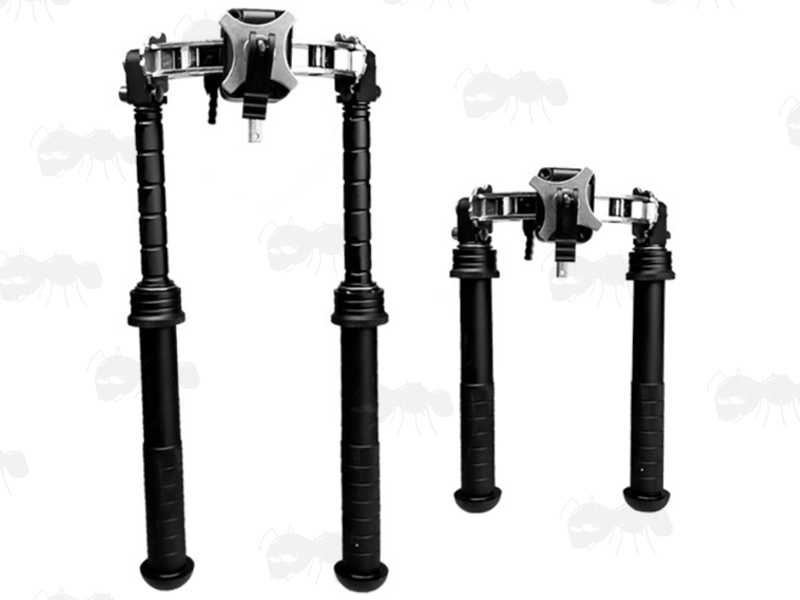 Extended and Retracted Lengths of The Rotating / Panning Bipod for 1913 Style Picatinny Rails M10