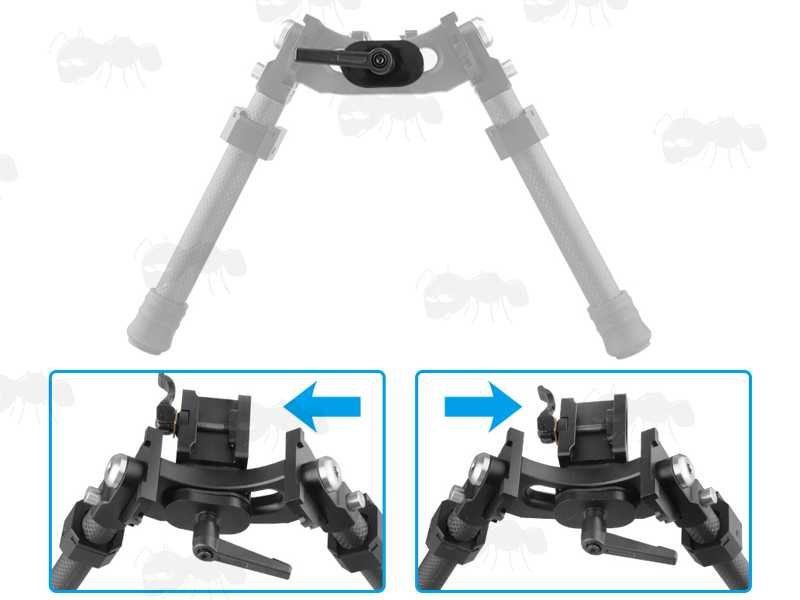 Canting View of The Tactical Rifle Bipod for 1913 Style Picatinny Rails X-10 with Carbon Fiber Legs