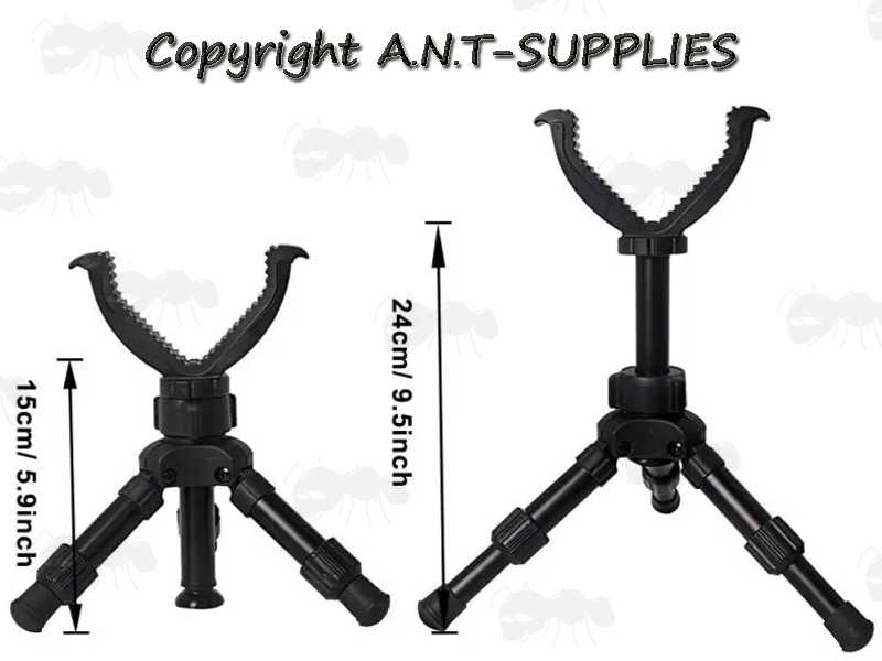 Height Guide of The Black Tripod Benchrest Shooting Sticks with V Notch Rest