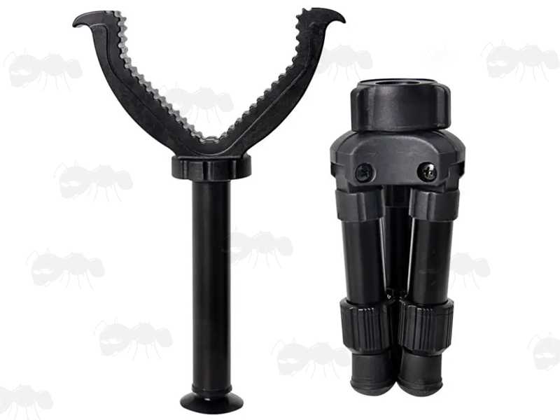Monopod V-Notch Section with Sucker Base Removed from The Black Tripod Benchrest Shooting Sticks