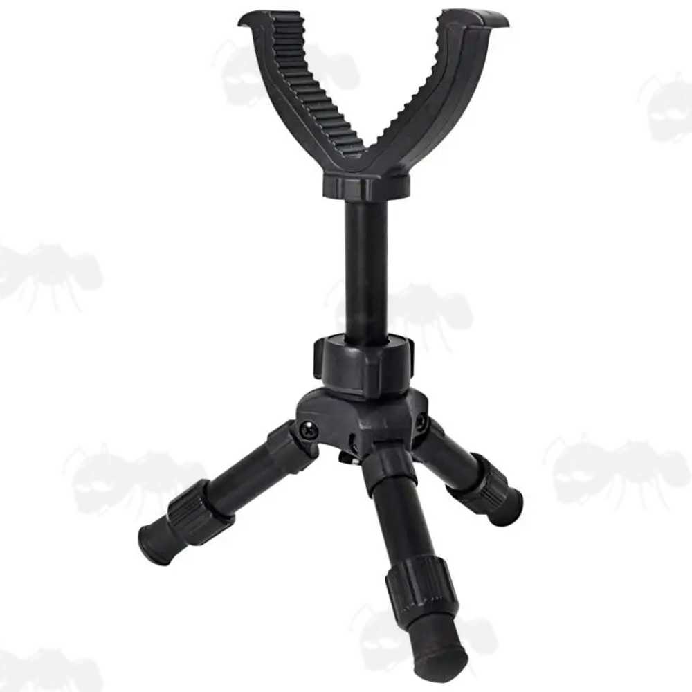Black Tripod Benchrest Shooting Sticks with V Notch Rest