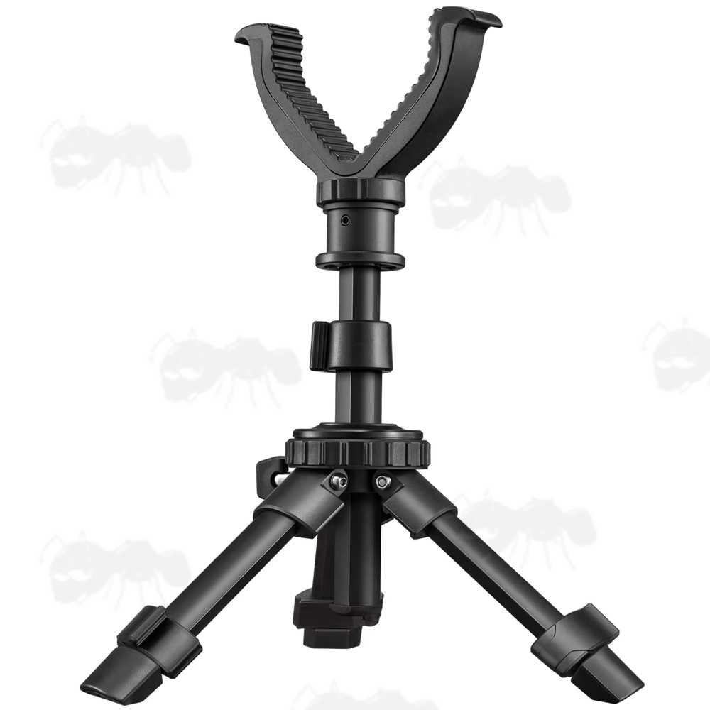 Black Tripod Benchrest Shooting Sticks with V Yoke Notch Rest