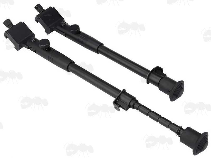 Side Picatinny Rail Mounting Telescopic Length Folding Leg Two Piece Bipod, with One Leg Extended