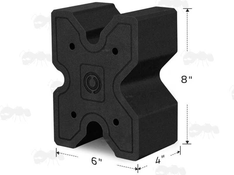 Dimensions of The Black EVA Foam Gun Barrel X-Block Shooting Rest