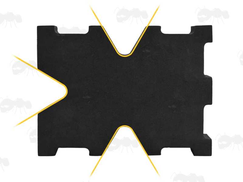 V Fitting Profile of The Three Part Black EVA Foam Gun Shooting Benchrest, Shown In Use