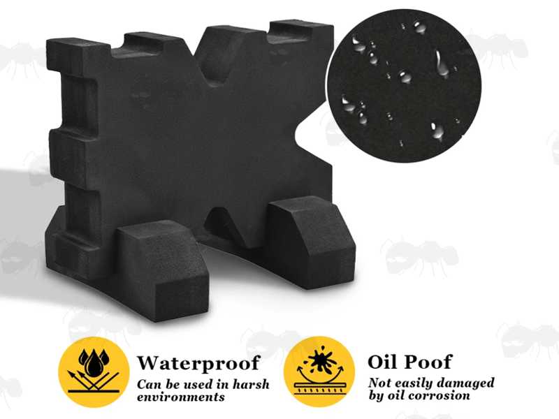 Water and Oil Proof Information of The Three Part Black EVA Foam Gun Shooting Benchrest