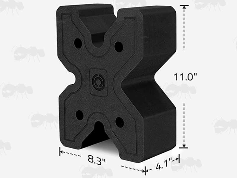 Dimensions of The Black EVA Foam Gun Barrel X-Block Shooting Rest