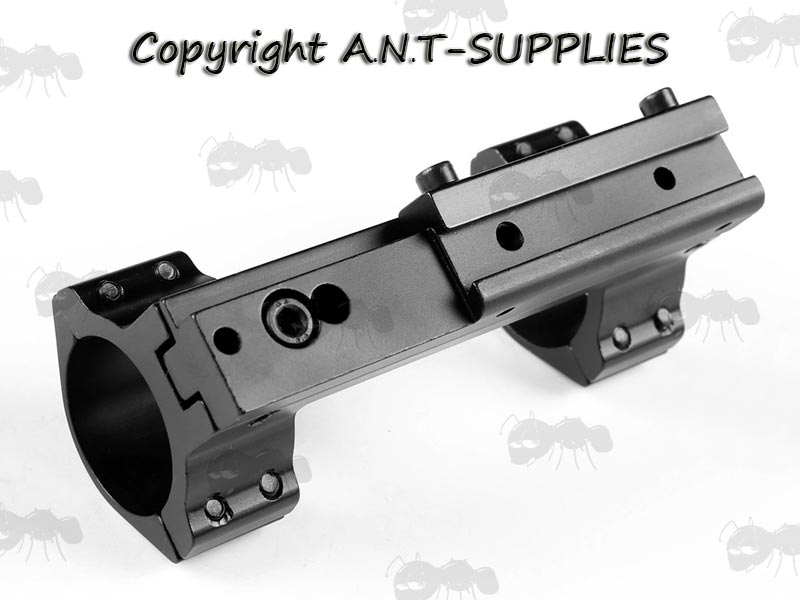 Base View of The One Piece Forward Reach Dovetail Rail Scope Mount with Adjustable Windage and Elevation